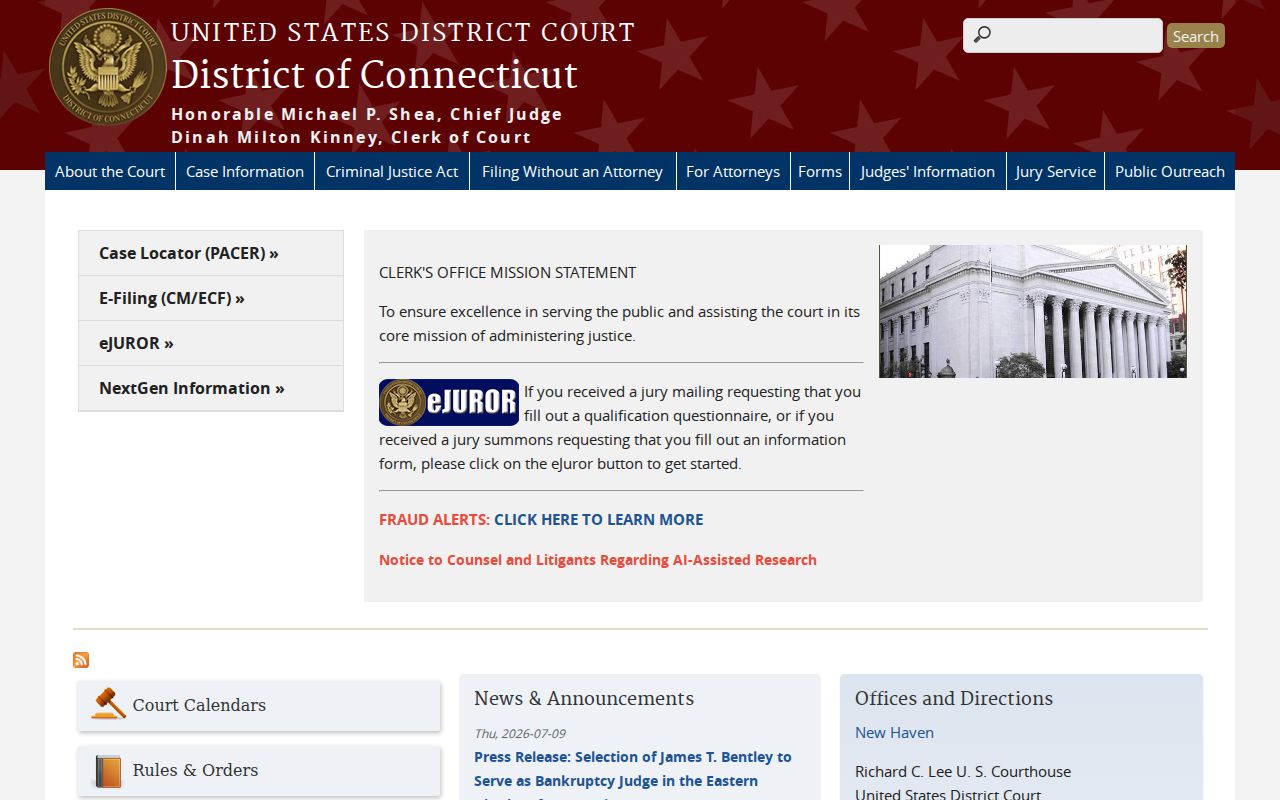 Waterbury City court records federal District of Connecticut page