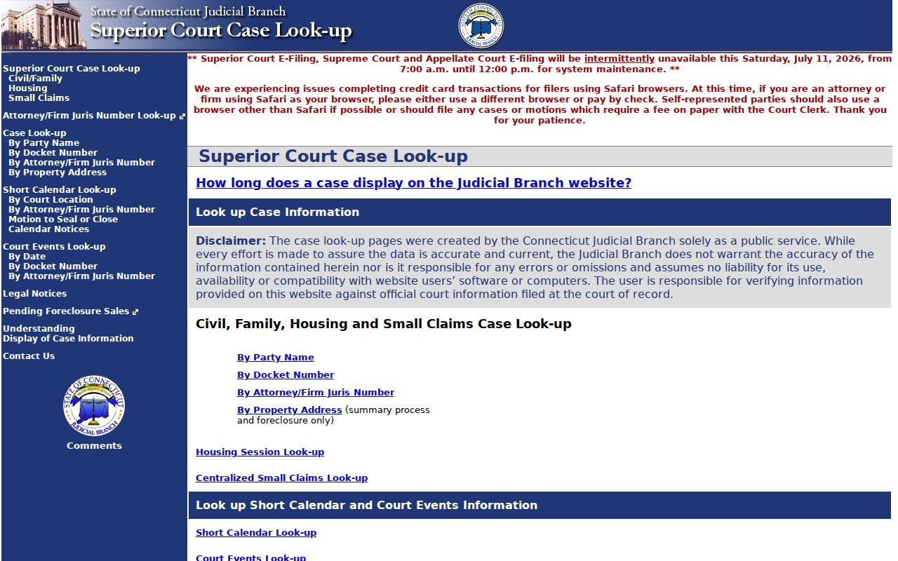 Waterbury City court records civil inquiry portal