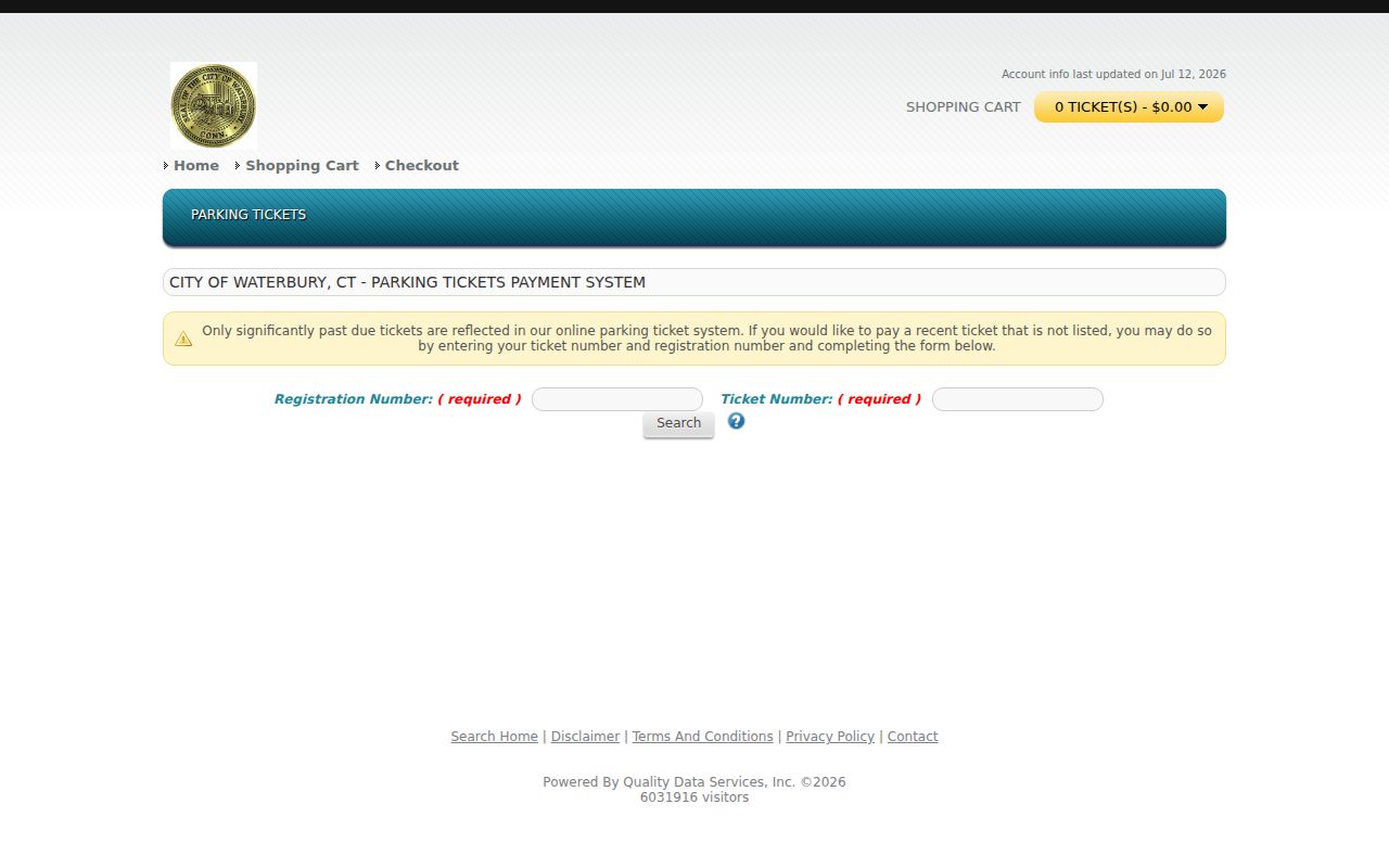 Waterbury traffic court records parking ticket payment fields